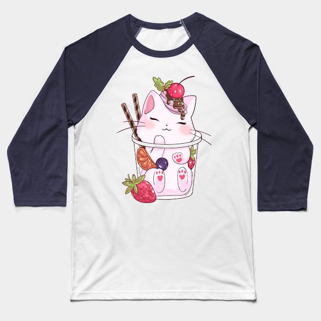 kawaii kitten Baseball T-Shirt by PaperHead